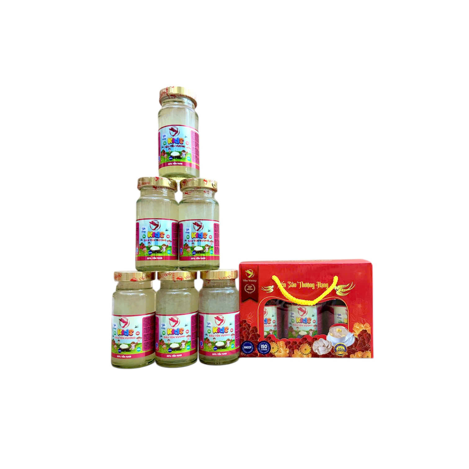 Lốc 6 hũ yến Vương 140ml Kids Dâu